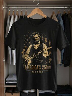 Vintage America's 250 th Anniversary 1776 2026 Patriotic Guitar Graphic Tee